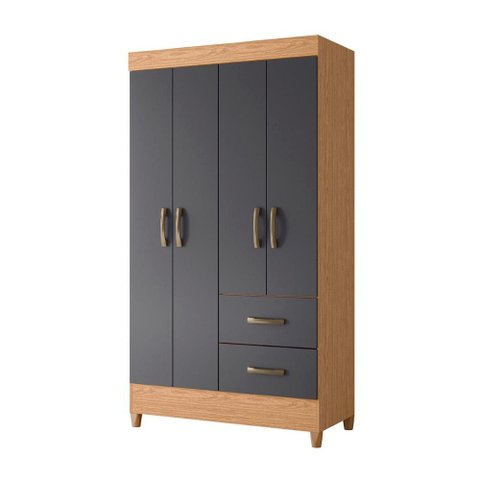 Guarda Roupa Mobi 4 Portas 2 Gavetas Freijo/titanium