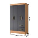 Ver imagem 4 de Guarda Roupa Mobi 4 Portas 2 Gavetas Freijo/titanium