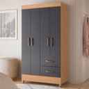 Ver imagem 2 de Guarda Roupa Mobi 4 Portas 2 Gavetas Freijo/titanium