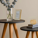 Ver imagem 2 de Jogo 2 Mesinha Lateral Redonda Moderna com Pé Palito Tripé Pequena Retrô Canto Sofá Cama Quarto Sala