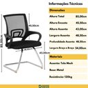 Ver imagem 3 de Cadeira Secretária Office Base Fixa - Preto