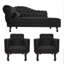 Ver imagem 1 de Kit Diva Recamier Diana 160cm Lado Direito e 02 Poltronas Classic Suede Preto - ADJ Decor
