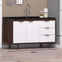 Ver imagem 4 de Gabinete de Cozinha 2 Portas Armário 100% Mdf Multiuso 144cm: Rustico/branco