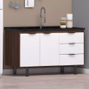 Ver imagem 1 de Gabinete de Cozinha 2 Portas Armário 100% Mdf Multiuso 144cm: Rustico/branco