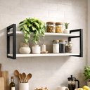 Ver imagem 1 de Prateleira Suspensa Parede Estilo Industrial Mdf Premium com Suportes em Aço Preto