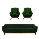 Ver imagem 2 de Conjunto Milano Sofá 3 Lugares e 2 Poltronas em Veludo Verde - Larbelle