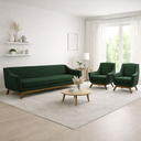 Ver imagem 1 de Conjunto Milano Sofá 3 Lugares e 2 Poltronas em Veludo Verde - Larbelle