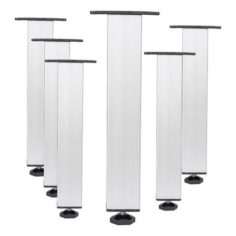 Kit 6 Pé Alumínio 27cm Fosco Cozinha Móveis 40x40 Regulável