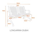 Ver imagem 3 de Cadeira para Escritório Longarina 2 Lugares Dubai Fratini Cinza