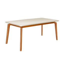 Mesa Jantar Luxo Jade 160x90cm Off White com 6 Cadeiras Estofadas em Couro Pu Caramelo Madeira Maciç - 2