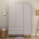 Ver imagem 2 de Guarda Roupa Infantil 3 Portas e 2 Gavetas Retrô Clean Cinza/eco Wood - Matic Móveis