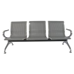 Cadeira Para Escritório Longarina 3 Lugares Aço Inox Dubai - 2
