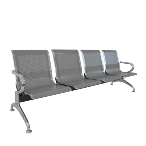 Cadeira Longarina 4 Lugares para Escritório Inox Cinza Dubai