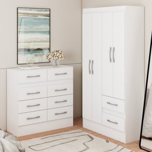 Guarda-roupa 4 Portas 2 Gavetas com Cômoda 8 Gavetas