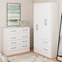 Ver imagem 1 de Guarda-Roupa 4 Portas 2 Gavetas com Cômoda 8 Gavetas Branco