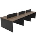 Ver imagem 1 de Estação de Trabalho 6 Lugares Plataforma Mesa de Escritório 140x60cm - Nogal/Preto