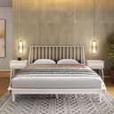 Ver imagem 1 de Cama Queen em Madeira Maciça Nordik Branco/Lavado