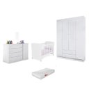 Ver imagem 1 de Jogo de Quarto Infantil MDP Maria Berço Mini Cama c/ Perfil Doce Sonho c/ Colchão + Roupeiro Cômoda