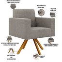 Ver imagem 4 de Kit 02 Poltronas Giratórias Sala de Estar Base de Madeira Helô L02 Bouclê Bege - Lyam Decor