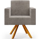 Ver imagem 6 de Kit 02 Poltronas Giratórias Sala de Estar Base de Madeira Helô L02 Bouclê Bege - Lyam Decor