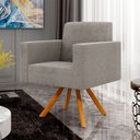 Ver imagem 2 de Kit 02 Poltronas Giratórias Sala de Estar Base de Madeira Helô L02 Bouclê Bege - Lyam Decor