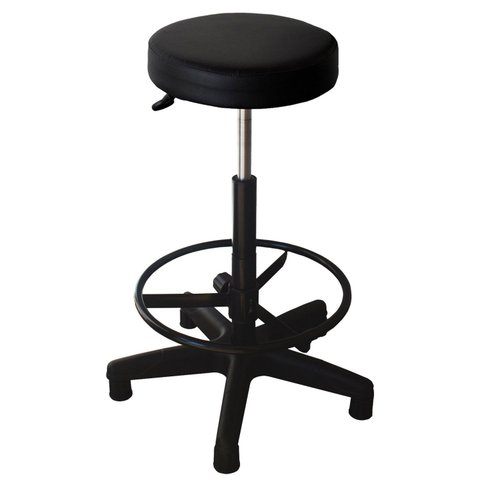 Cadeira Escritório Caixa Operadora sem Encosto Metal Wood Design Preto/Couro