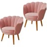 Kit 2 Poltronas Pétala Veludo Rosa Rose Pés Palito - 1