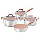 Ver imagem 1 de Jogo de Panelas Tramontina Romagna Aço Inox Cerâmico Black Stone 4 Peças Marfim