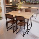 Ver imagem 1 de Conjunto Mesa de Jantar Retangular Pinus 4 Cadeiras Preta Riviera Industrial Don Castro Decor Rivier