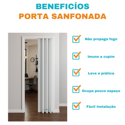Porta Sanfonada Pvc 1,21m Branco Neve - 4