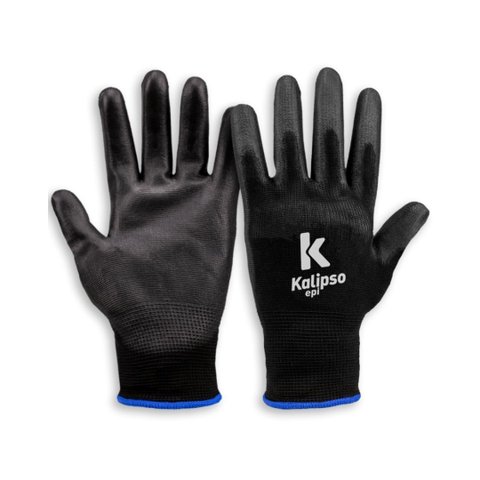 Kit 10 Luva de Pu Preta Antiderrapante Profissional