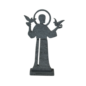 São Francisco de Assis Mármore Travertino Nero Vintage - M 26x8cm
