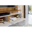 Ver imagem 2 de Painel Vega P/ Tvs até 55'' C/ Gaveteiros e Prateleiras Suporte para Itens - Freijo Ripado/off
