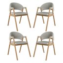 Ver imagem 1 de Kit 4 Cadeiras Mesa Jantar Suellen Versátil Reforçada Linho Cor:cinza Claro