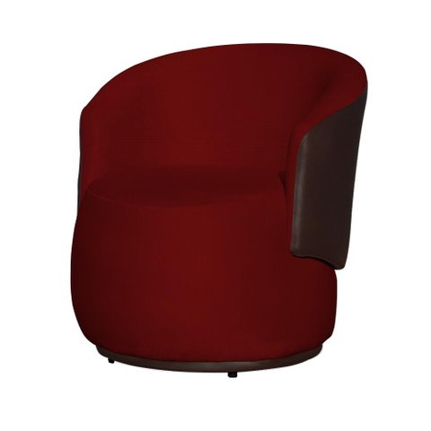 Poltrona Organica Recepção para Sala Aisha Corano Marrom e Suede Vermelho - Incasa Decor