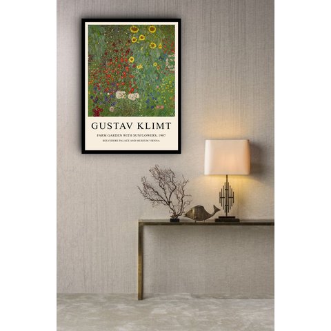 Quadro Decorativo Gustav Klimt Flores - 70x50cm:moldura Preta