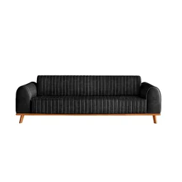 Sofá Living Átila Couro Ecológico Preto, 2,50 Metros, Design Retrô. - 4