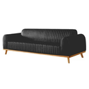 Ver imagem 3 de Sofá Living Átila Couro Ecológico Preto, 2,50 Metros, Design Retrô.