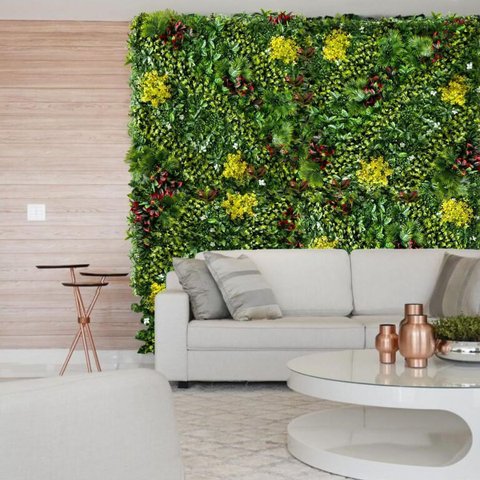 Painéis de Plantas Artificiais 3m² Cobertura Alta e Total com Variedade de Folhas para Área Externa