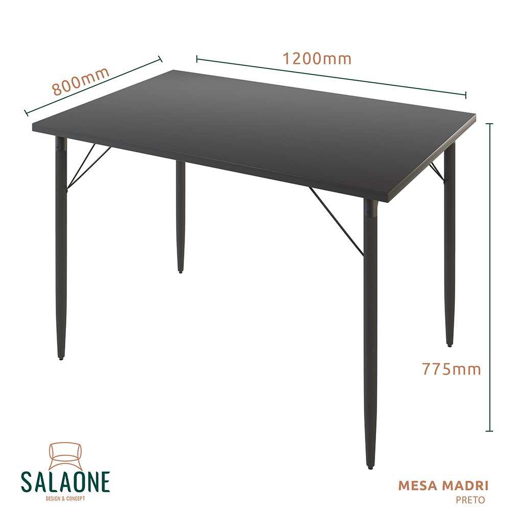 Mesa de Jantar Madri Preto e 4 Bancos Rio Pés Preto Tecido Sintético Verde Salaone - 4