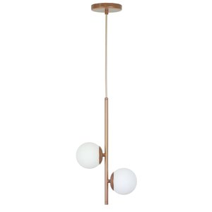 Lustre Pendente Jabuticaba /2 Globo de Vidro - Rose Gold