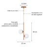 Lustre Pendente Jabuticaba /2 Globo de Vidro - Rose Gold - 3