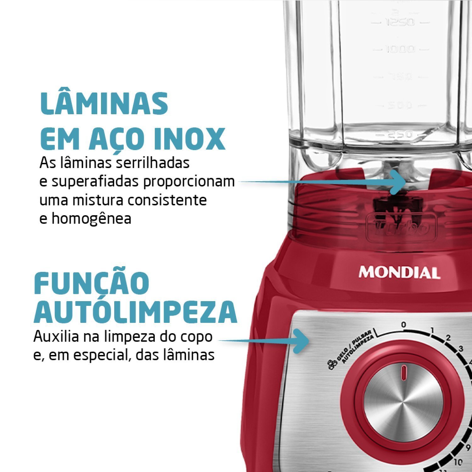 Liquidificador Turbo 1200w 220v L-1200 Ri Mondial - 6