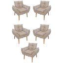 Ver imagem 1 de Kit 05 Poltrona Opala Sofá Sala, Quarto, Escritório Suede Cor:bege