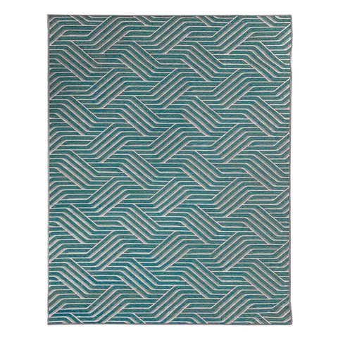Tapete Sala Moderno Geometrico Azulejo 150x200 Cm Azul Claro