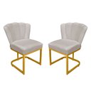 Ver imagem 1 de Kit Cadeira Pétala Base Dourada Veludo Bege - Belliv Decor