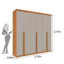 Ver imagem 4 de Guarda-Roupa Casal com 6 Portas e 4 Gavetas 218cm Multimóveis CR35492 Cinamomo/Off White