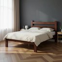 Ver imagem 1 de Cama de Casal com Colchão Madeira Maciça Reforçada Castanho