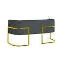 Ver imagem 2 de Sofá Namoradeira Corino 2 Lugares Moderna Base Metal Gold Cinza