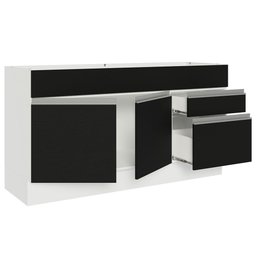 Balcão Gabinete de Pia Armário de Cozinha 150 cm 2 Gavetas 2 Portas (Sem Tampo e Pia) Branco/Preto Glamy Madesa - 5 Balcão Gabinete de Pia Armário de Cozinha 150 cm 2 Gavetas 2 Portas (Sem Tampo e Pia) Branco/Preto Glamy Madesa - 5